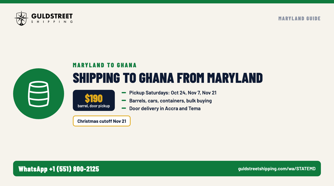 Shipping to Ghana from Maryland: How We Help