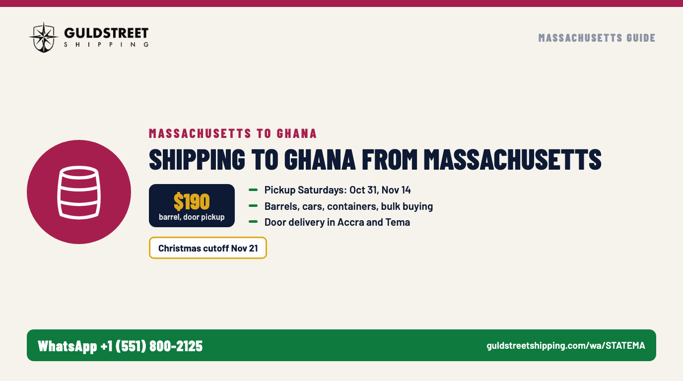 Shipping to Ghana from Massachusetts: How We Help