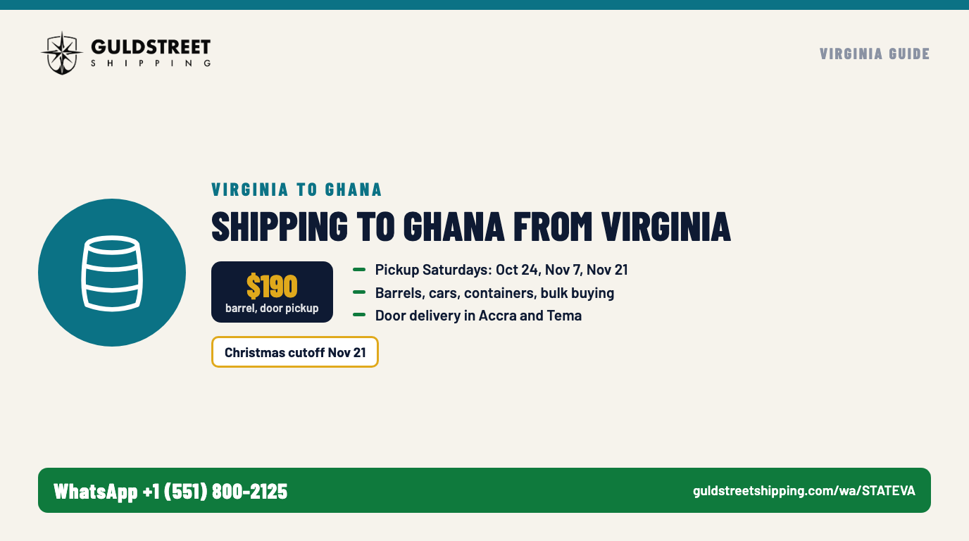 Shipping to Ghana from Virginia: How We Help
